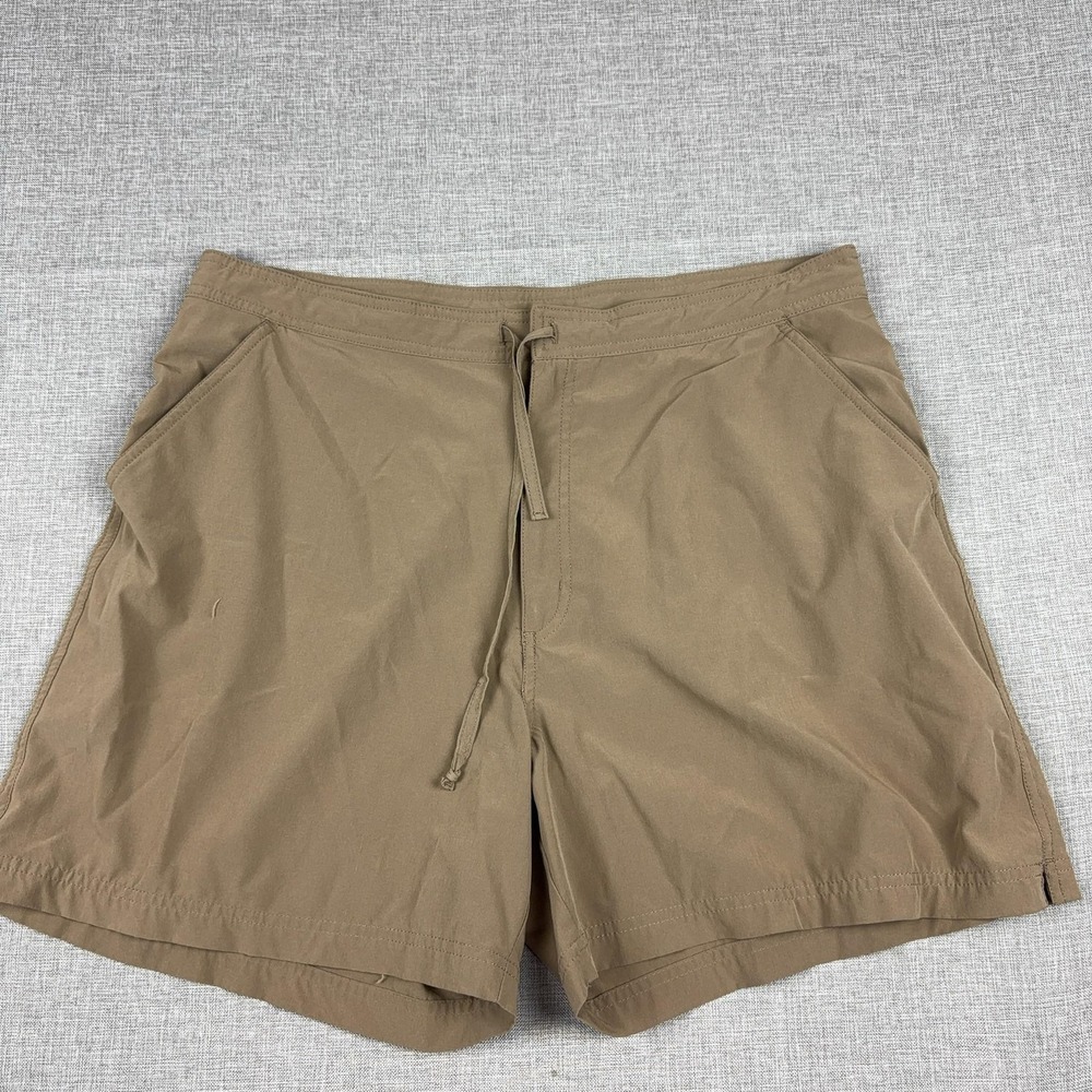 Quest Shorts Mens XL Beige Microfiber Drawstring Chino Stretch Casual 5 Inseam